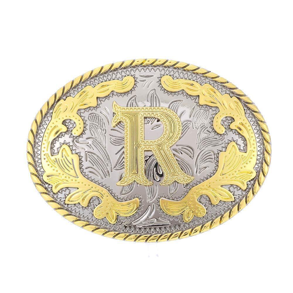 9998 Western Belt Buckle Initial Letters ABCDEFG to Y-Cowboy Rodeo Gold
